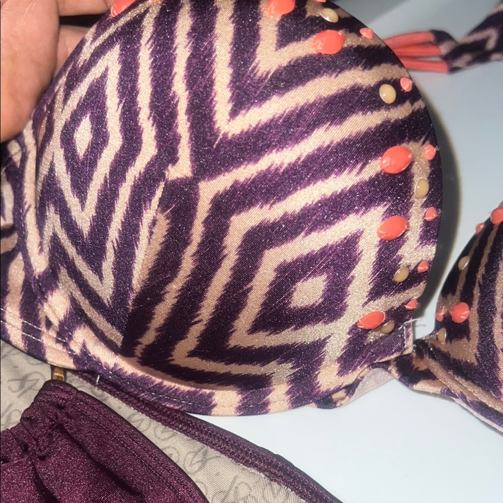 Geometric Pattern Bikini With Studs - image 4